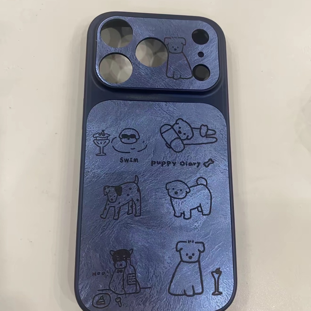 Cute Navy Blue Puppy Diary Phone Case - Protective Soft-Touch Design